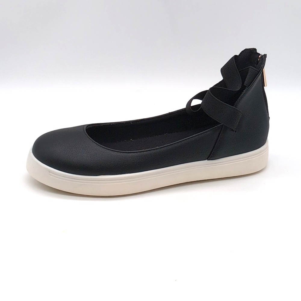 Bamboo Shoes Womens Grand Slam-18M Black 7 Sneakers Stretch Straps Zip NEW